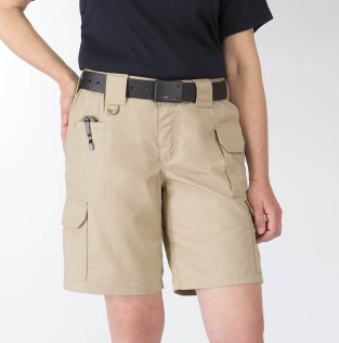 Taclite shorts front, fra 5.11 Tactical. Farven Khaki.